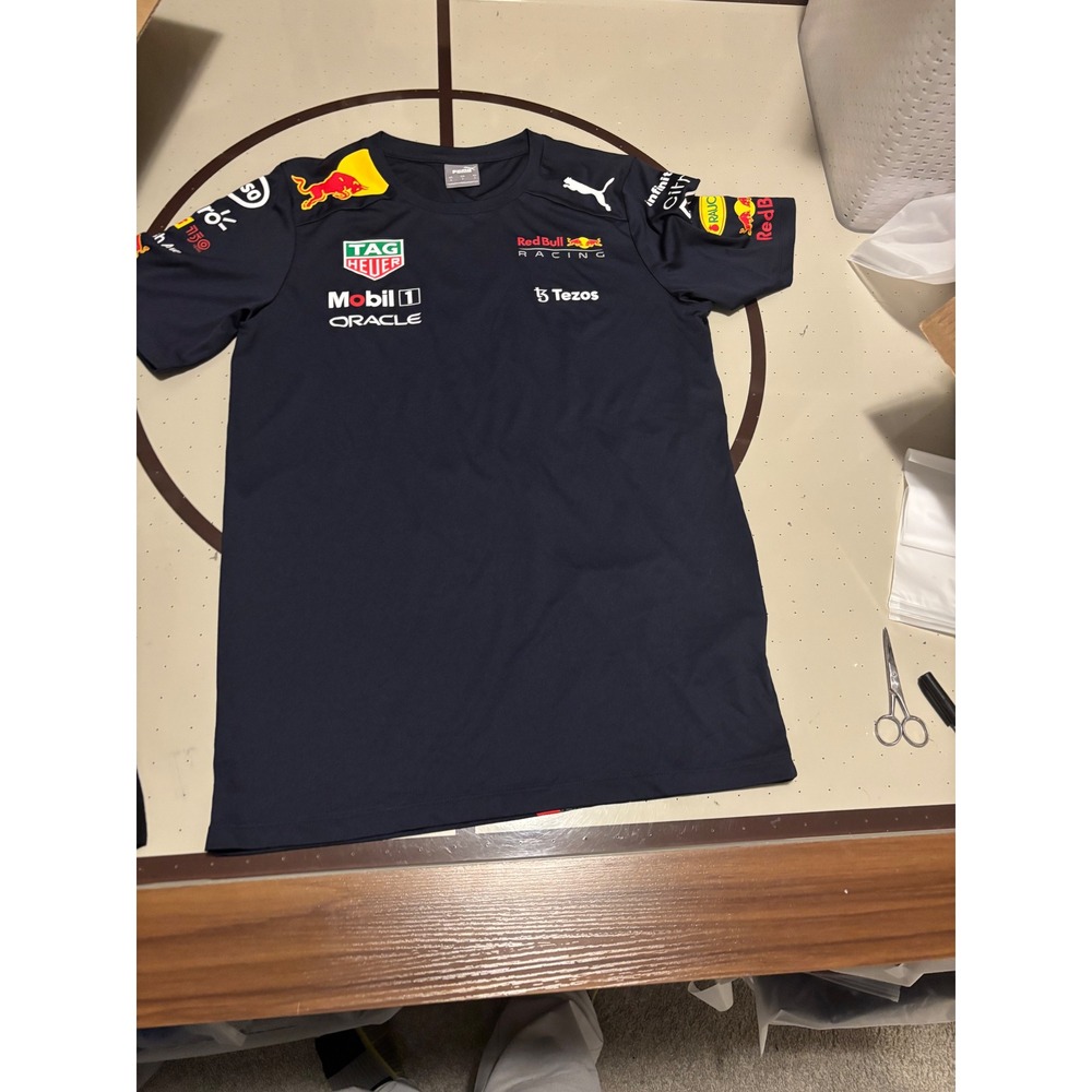 1263 Puma Red Bull Racing F1 Team Shirt Navy Blue Oracle Mobil 1 Mens Small